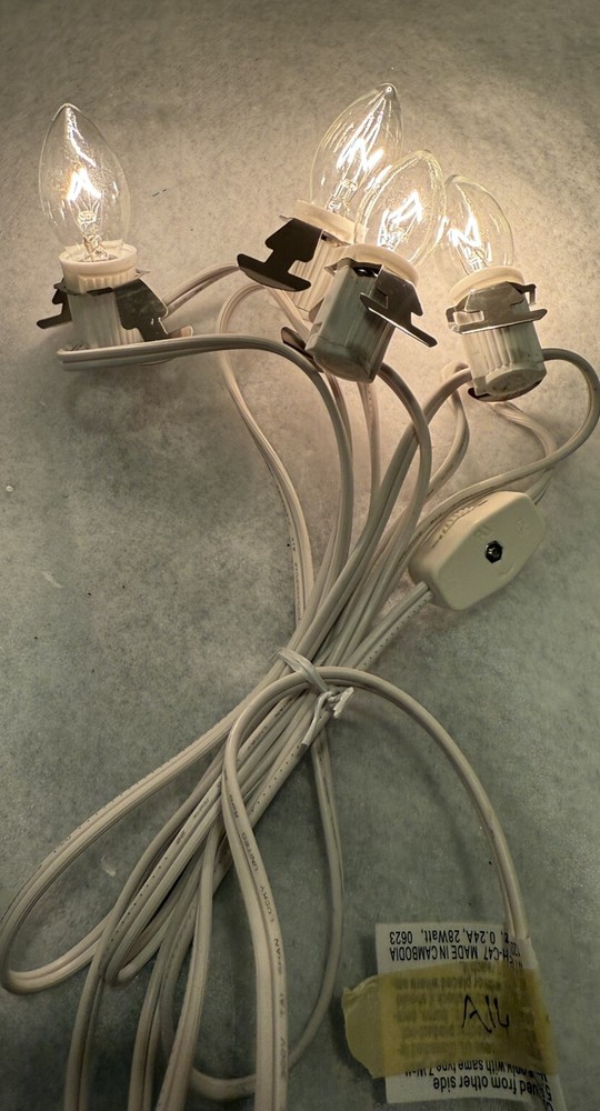 4-Socket C7 Light Cord Set with On/Off Switch for Dept 56 and Lemax Christmas Villages