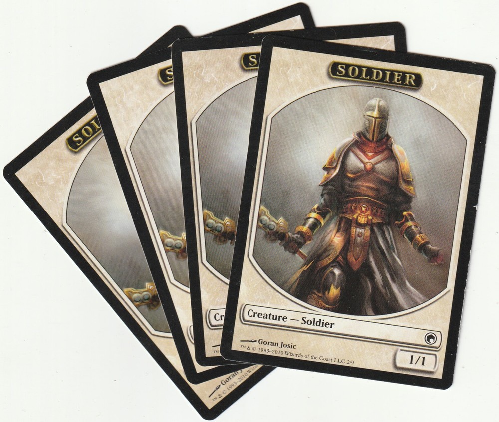 ✪ 4 MAGIC The Gathering SOLDIER White Creature Tokens MTG PLAYSET SOM/EN 2010