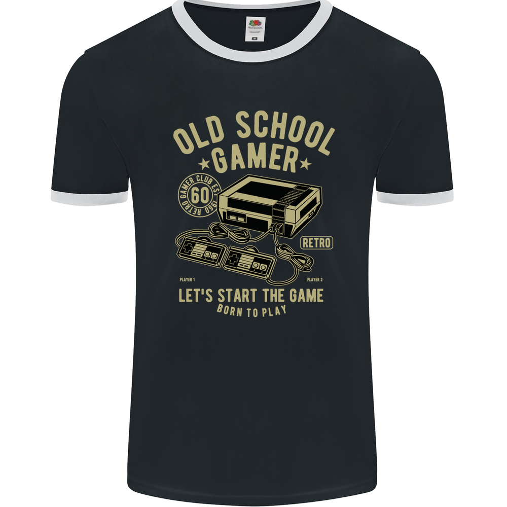 Old School Gamer Gaming Funny Mens Ringer T-Shirt FotL