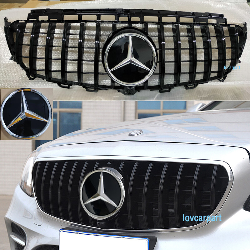 For Mercedes Benz W213 E200 E250 E300 E350 Grill 2016-2020GT R Grille w/Emblem