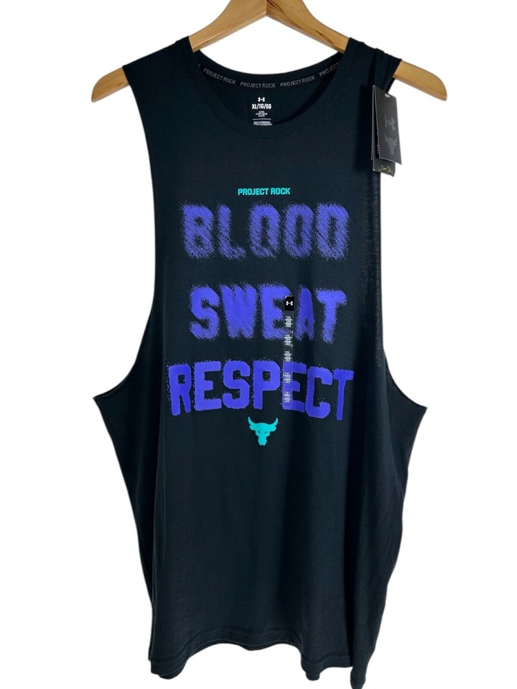 Under Armour Tank Top Men M BSR Graphic Black Sleeveless Tee Athletic Activewear