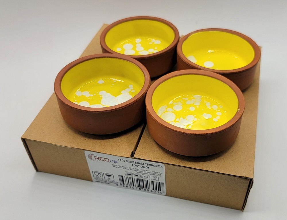 Brand NEW 4Pcs Terracotta Bowls Sauce Serving Dipping Cooking CLEARANCE SALE !!