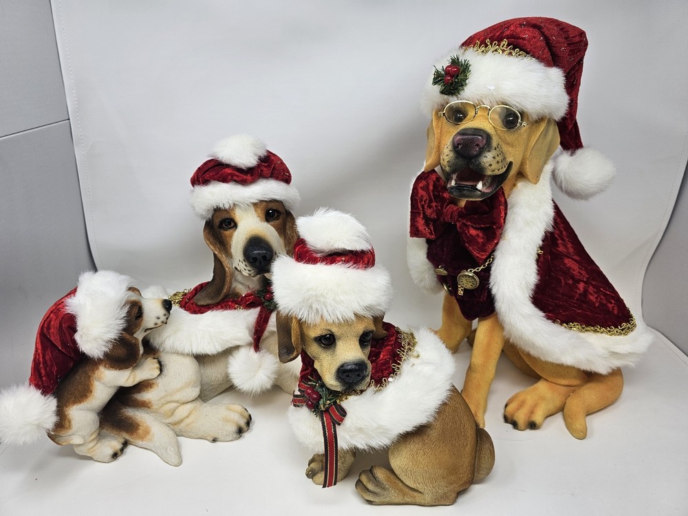 Grandeur Noel 2002 Holiday Christmas Dog Family Set of 3 In Box
