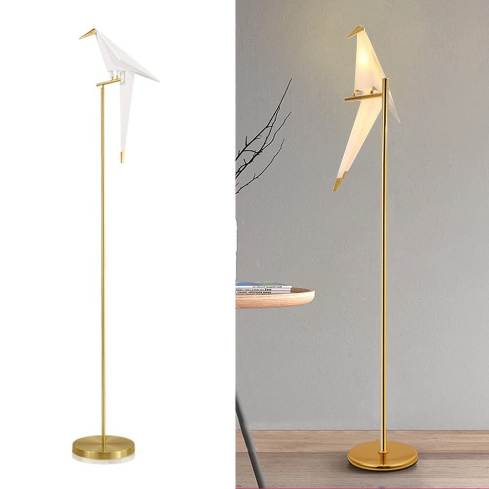 Origami Floor Lamp Modern Unique Crane Standing Light PVC Lampshade Metal Bas...