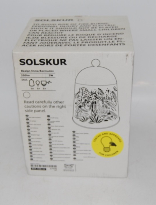 IKEA Solskur White Brass Lace LED Decorative Table Lamp 7x6 Inches