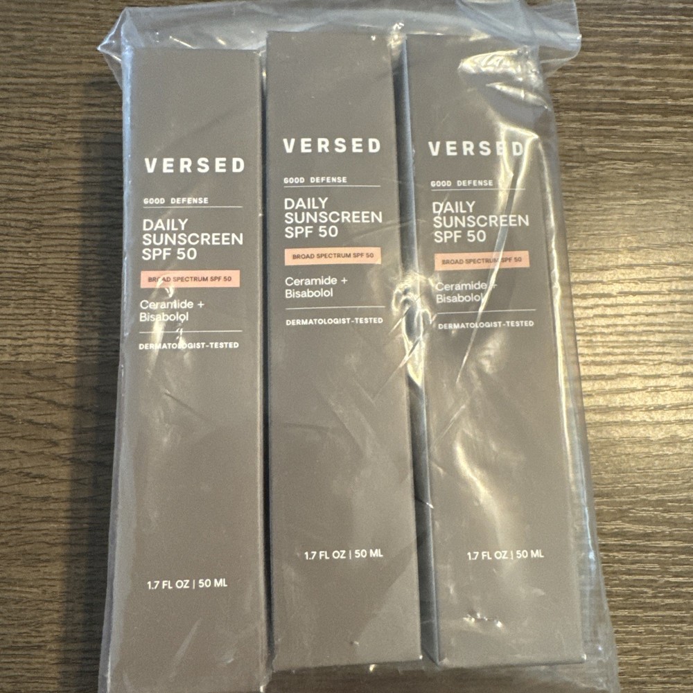 3 Versed Good Defense SPF 50 Daily Sunscreen Lot Exp 12/26