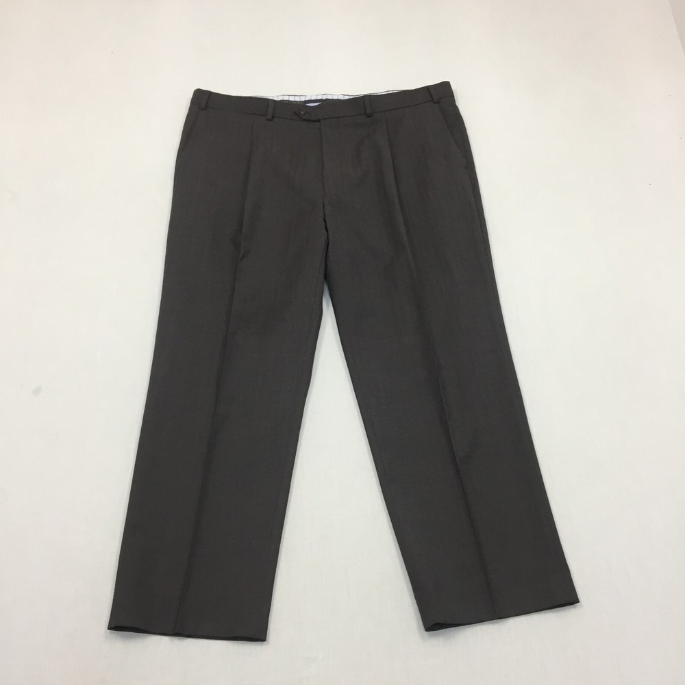 M&S Suit Trousers Mens W42 L29 Straight Fit Dress Pants Wool Cashmere Mix Grey