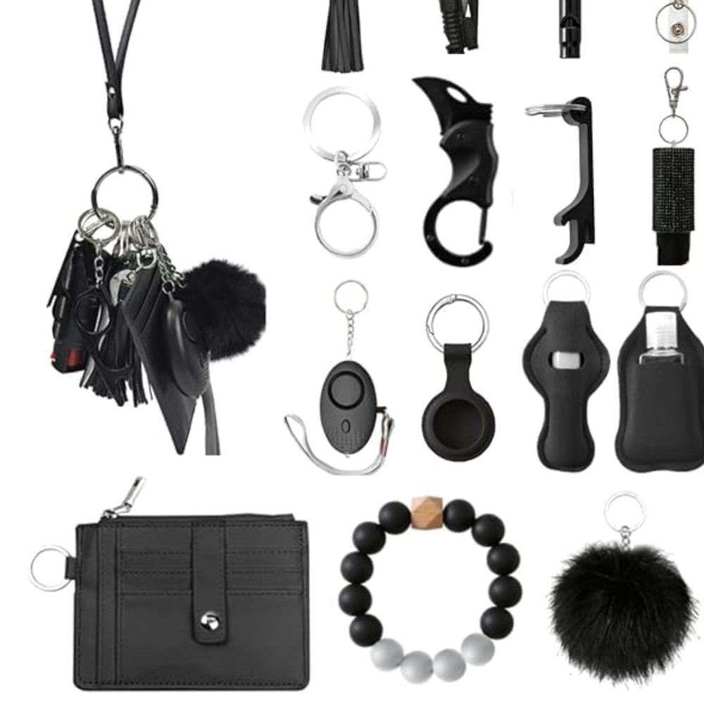 Stylish Safety Alarm Wristlet Keychain with Wallet - Ideal Gift for Women