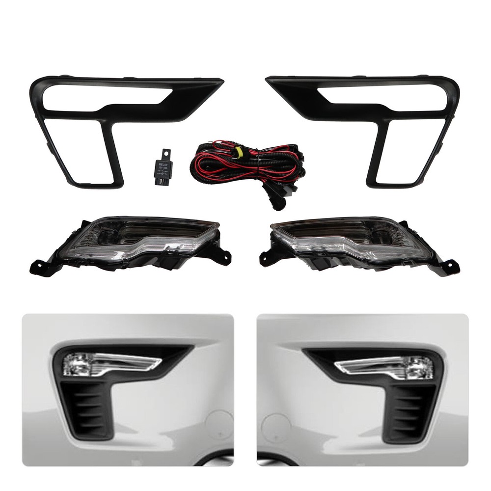 Fits 2018-2019 Ford Explorer LED Fog Lights Driving Bumper Lamps+Switch+Bezels