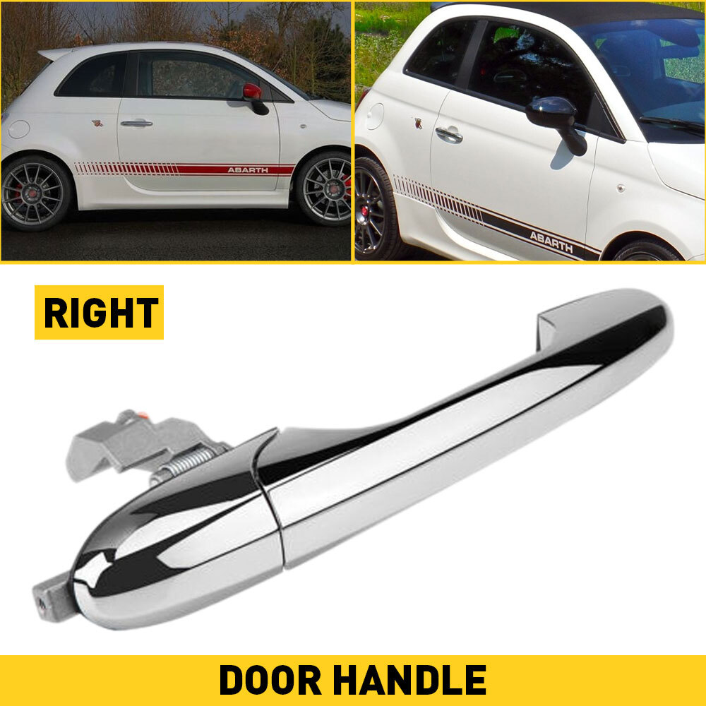 Outside Door Handle Right (Passenger Side) Front Fit for 2007-20 Fiat 500 Chrome