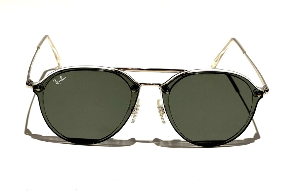 Ray-Ban Blaze Double Bridge RB4292 61mm Silver Frame with Dark Green Lens Stylish Unisex Sunglasses
