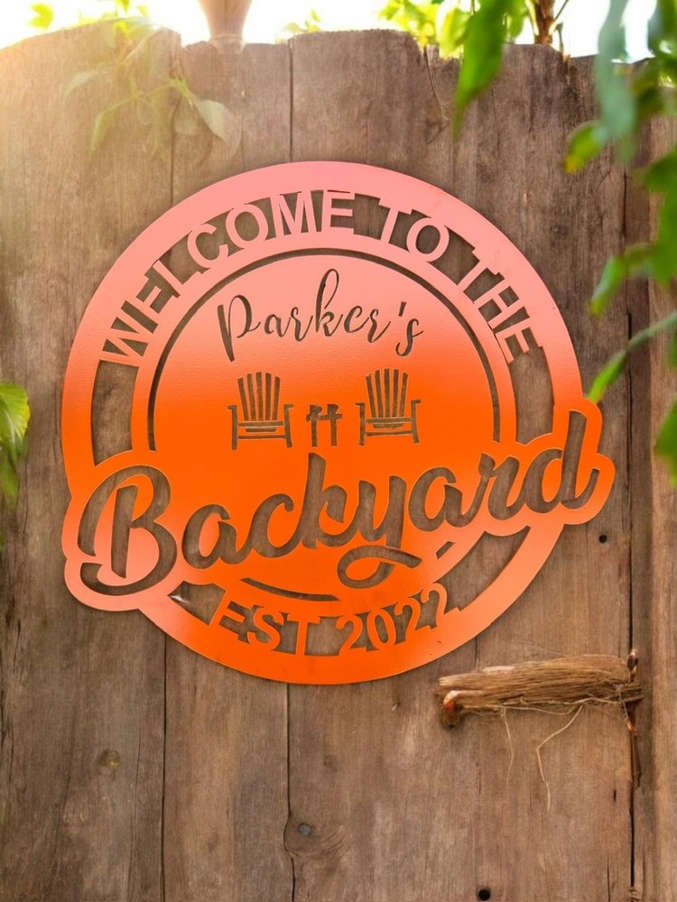 Personalized Backyard Sign - Customized Metal Wall Art for Backyard, Deck,