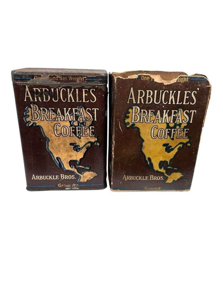 RARE VINTAGE ARBUCKLES BREAKFAST COFFEE 1LB TIN WITH PAPER WRAPPER