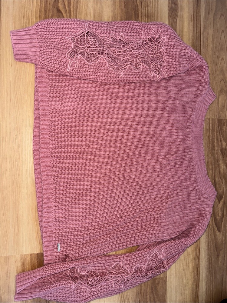 Hollister Mauve Waffle Knit V-Neck Pullover Top w/Stretch Women's Medium