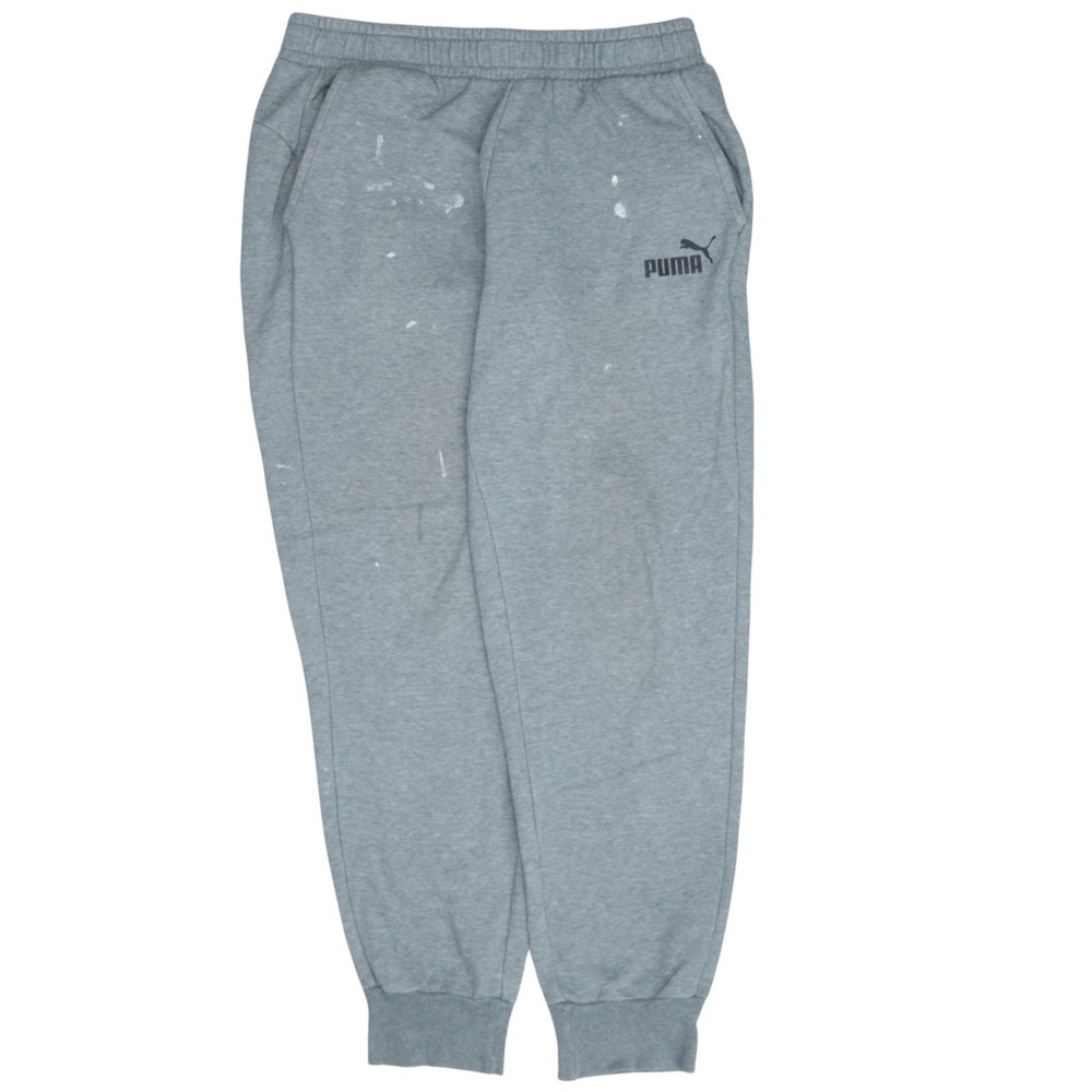Puma Mens Joggers Grey Fleece Elastic Waist Relaxed Fit Tapered Leg Pockets L