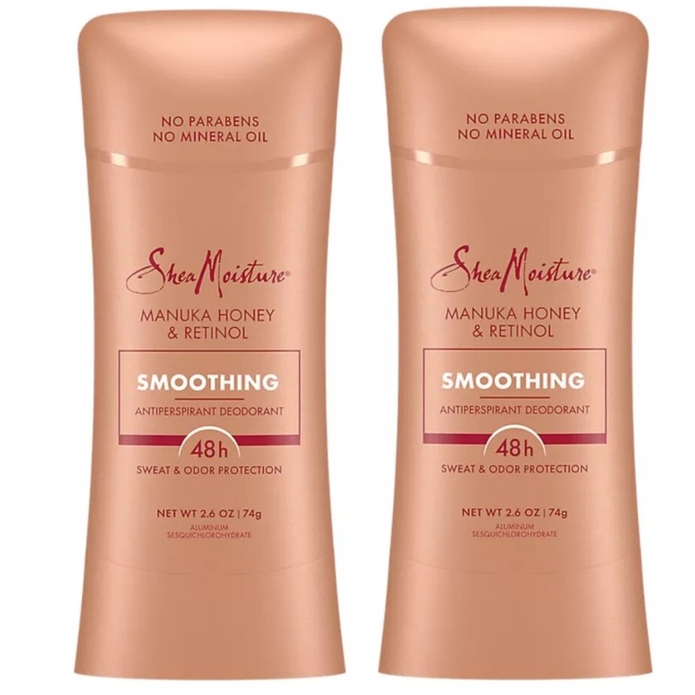2 Pack Shea Moisture 48H Antiperspirant Deodorant Smoothing Manuka Honey Retinol