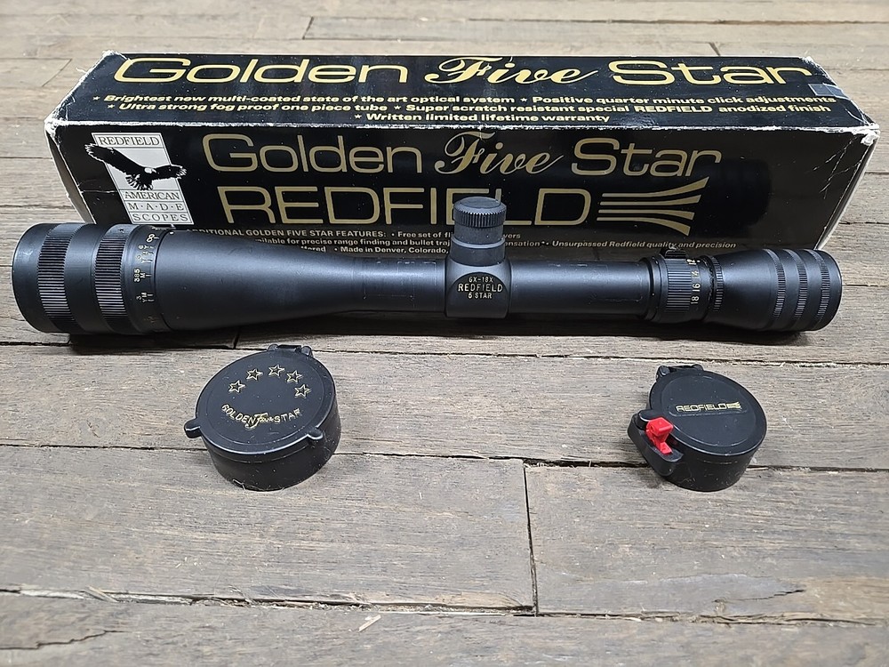 Redfield Golden 5 Star 6-18x40Scope Matte Finish Target Dot Target Knobs AO Caps