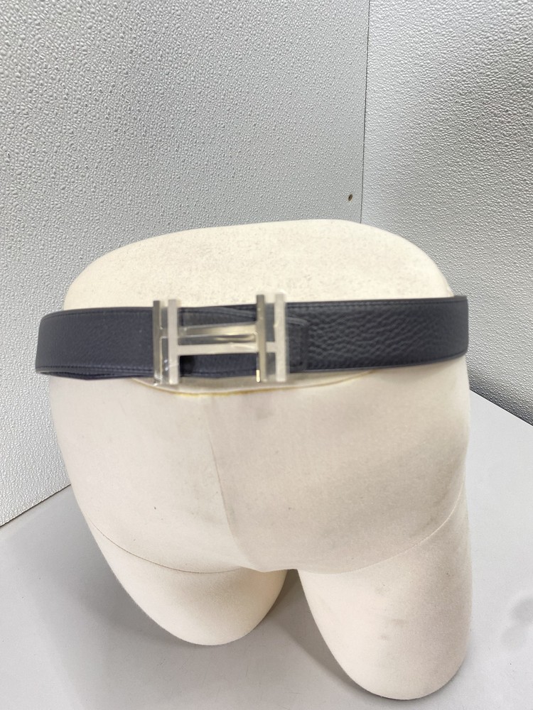 Hermes Unisex H Buckle Reversible Leather Belt Black 36.5-38.5 in