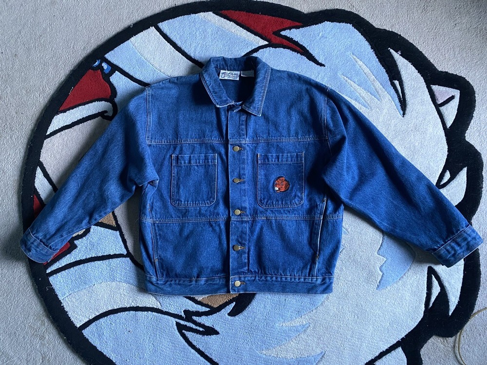 Oregon Beavers Large Blue Denim Jean Coat Vintage Embroidered College Spirit