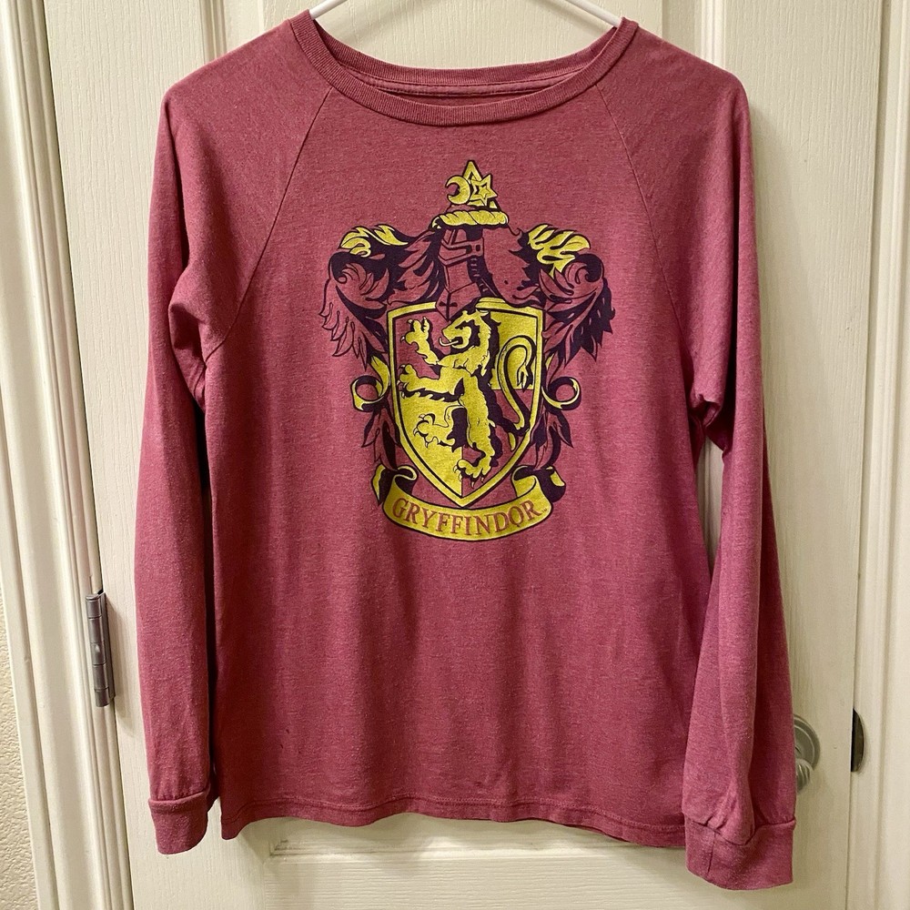 Harry Potter Gryffindor Crest Maroon Long Sleeve T-Shirt Youth Size Large 10/12