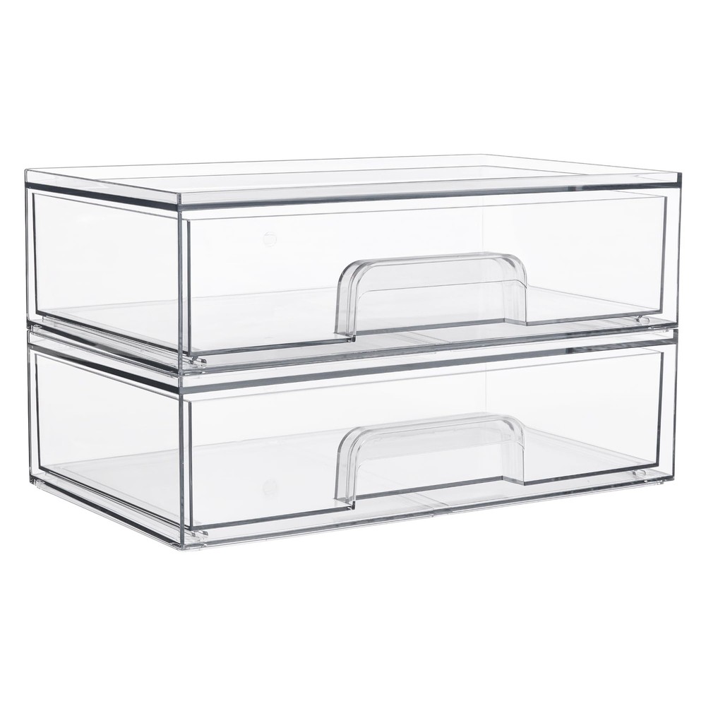 12.1''W Clear Stackable Storage Drawers,2 Pack Acrylic Plastic Organizers Bin...