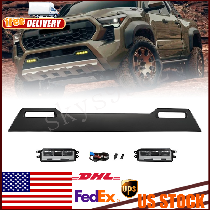 For 2024 2025 Toyota Tacoma Front Bumper Extension Panel with Fog Lights w/o PDC