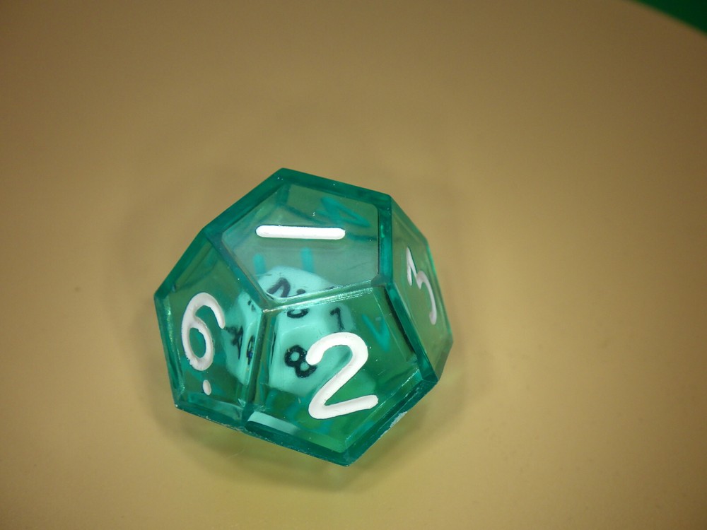 Double D12 - Small 12 in Large Twelve Die - GREEN RPG Tabletop Gaming Roleplay-image