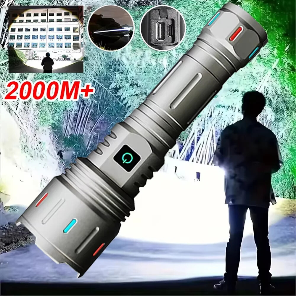 10000LM Super Bright White Laser Flashlight Zoomable Tactical Torch Work Light