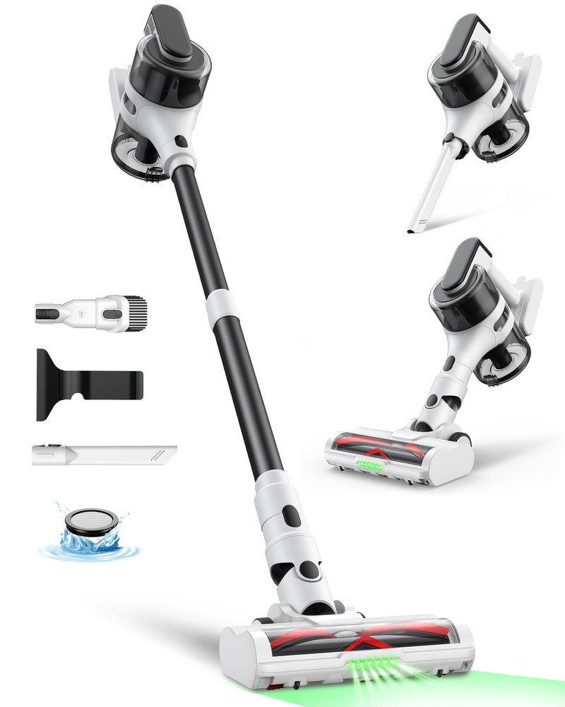 Cordless Stick Rechargeable Vacuum Cleaner, Lightweight, 55min Runtime, 20KPa...