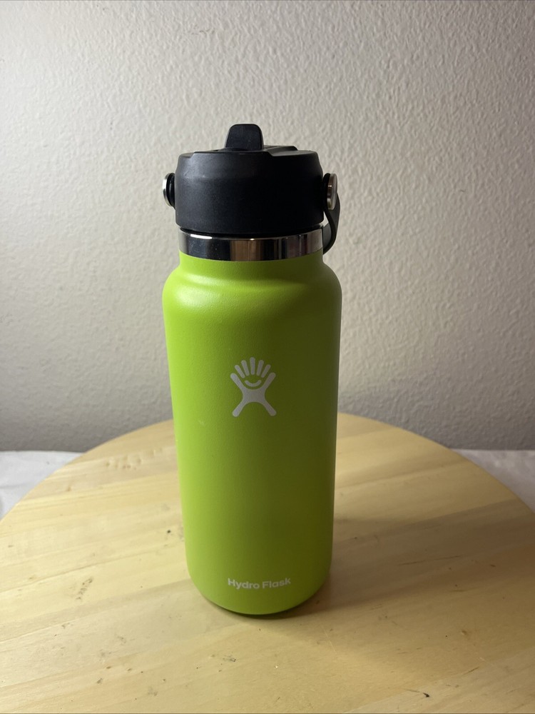 32oz Hydro Flask Lime Green Water Bottle with Wide Flex Cap