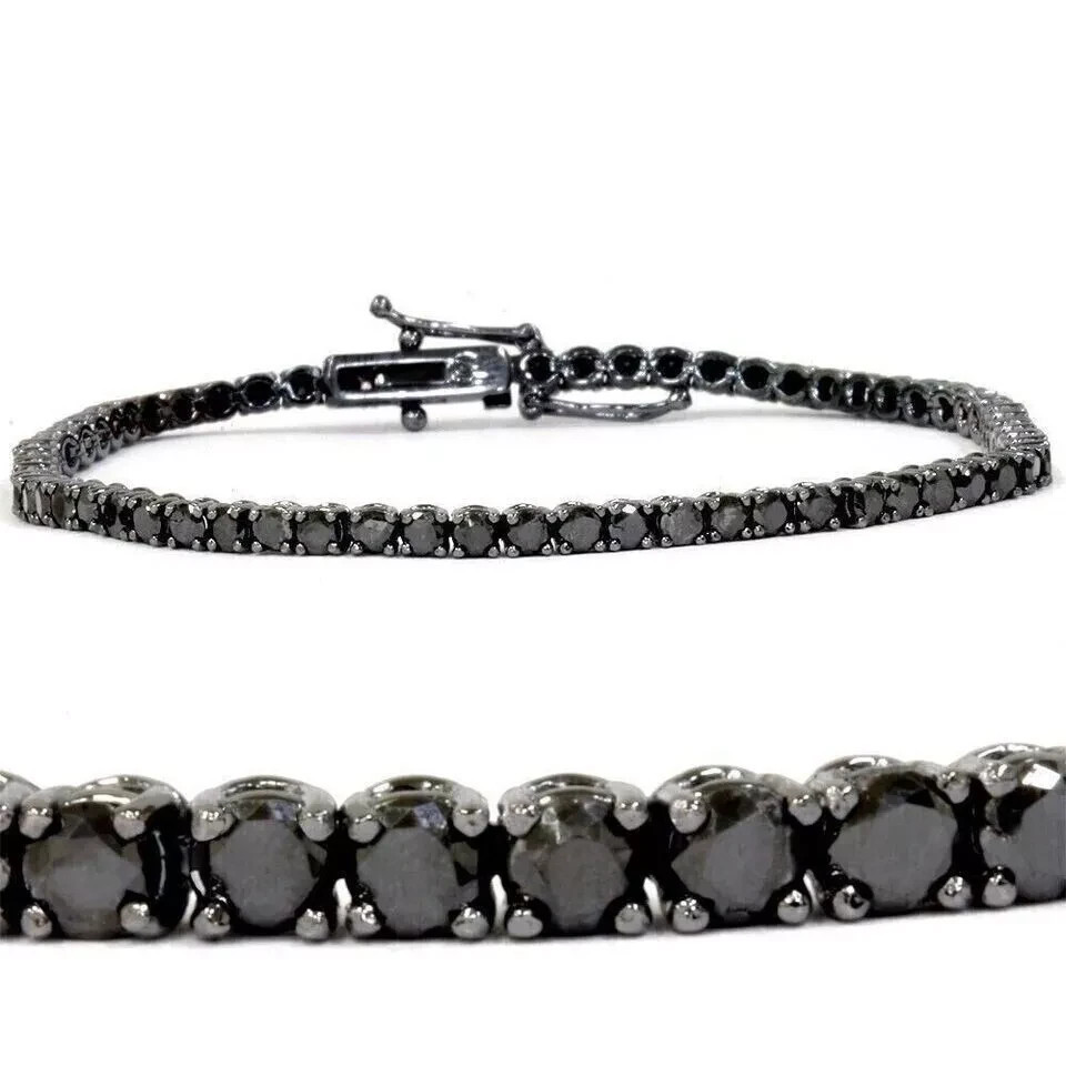 5Ct Round Lab Diamond Men's Tennis Bracelet 14k Black Gold Plated 8 Inch