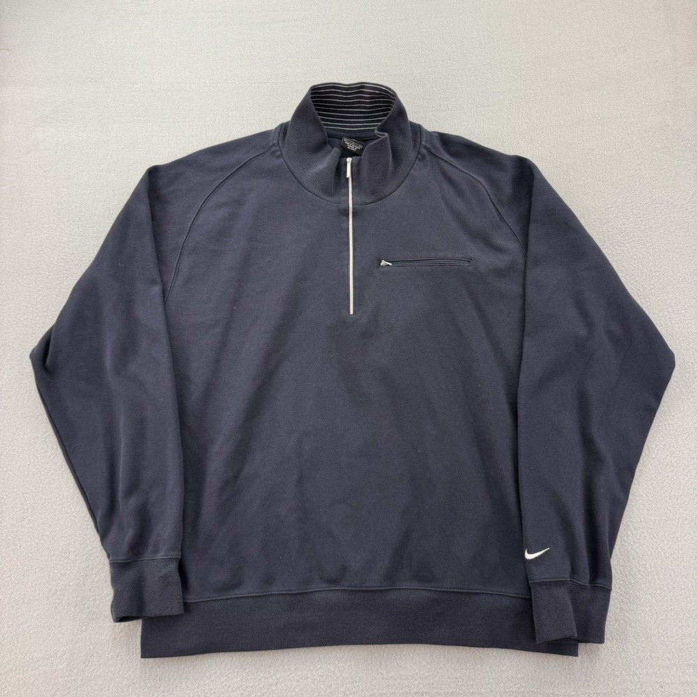 Nike Golf Pullover Mens Large Black 1/4 Zip Sweater Swoosh Athletic Performance