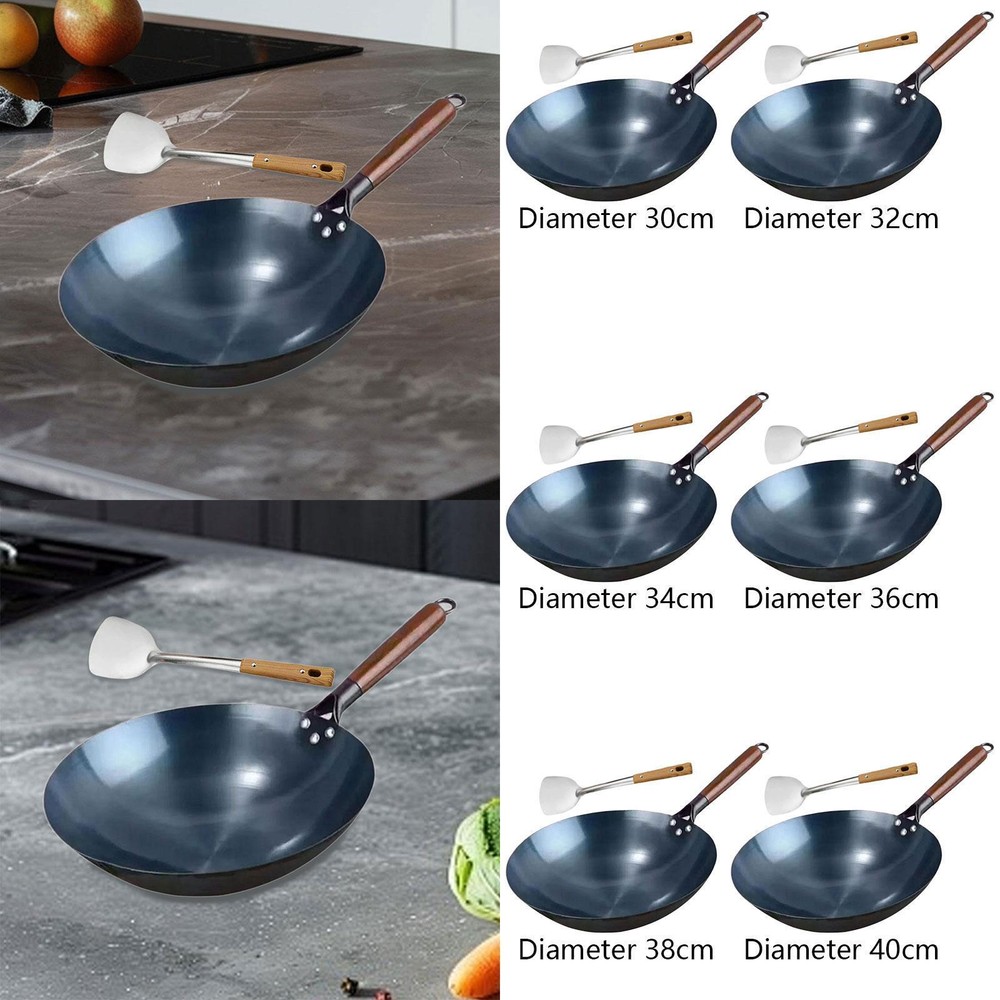 Wok Pan Pots Boiling Universal Cooking Manual Forging Iron Pan Nonstick Wok