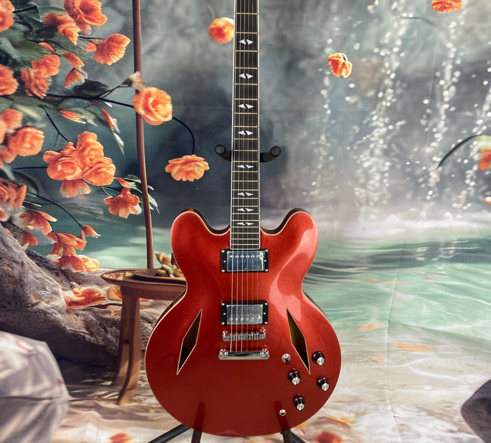 DG-335 Red Semi Hollow Electric Guitar with HH Pickup - Limited Edition-image