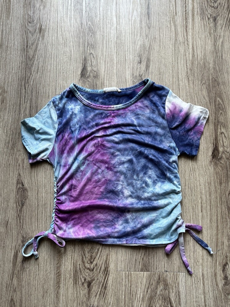 Forever Rose Purple Multicolored Tie-dye Crop Top With Adjustable Straps Size M