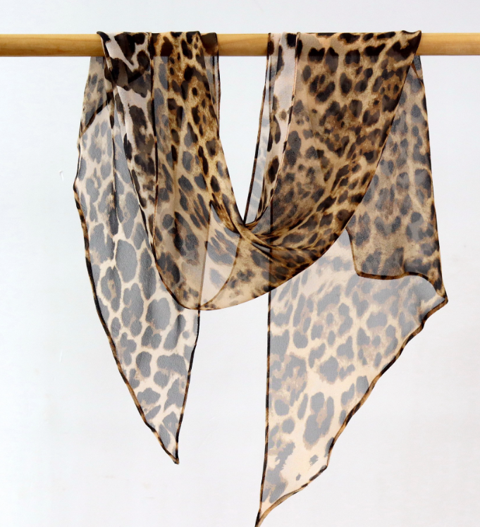 100% Mulberry Silk Wrap Square leopard Print Scarf Neckerchief Shawl 160X33cm