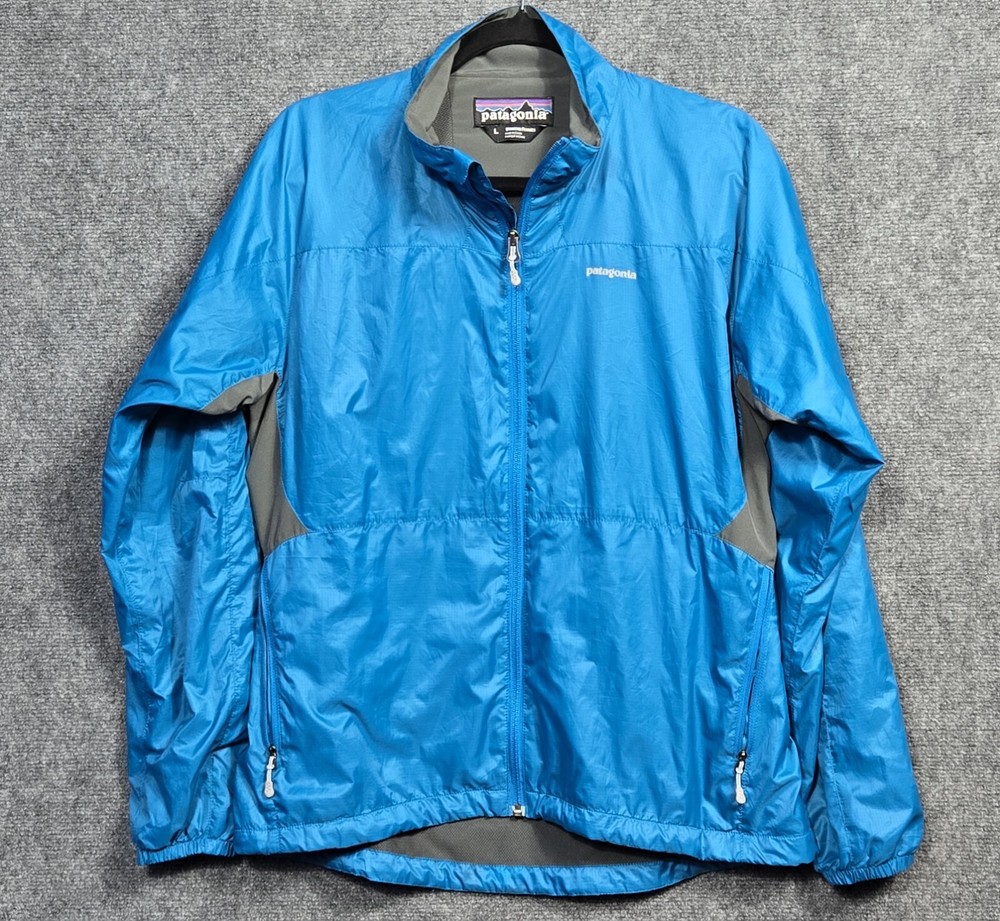 Y2k 2000s Patagonia Blue Gray Full Zip Windbreaker Hiking Jacket Womens L