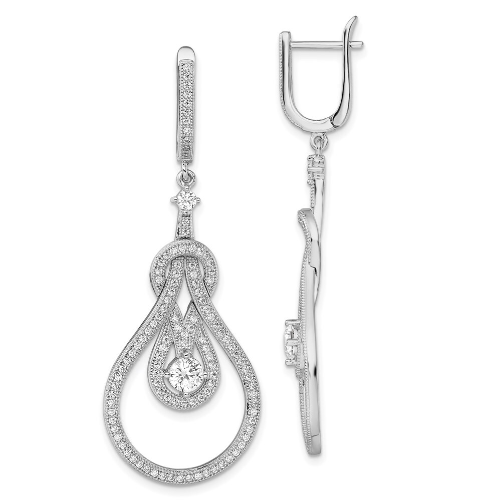 Sterling Silver Cubic Zirconia Hinged Chandelier Drop & Dangle Earrings L-54mm