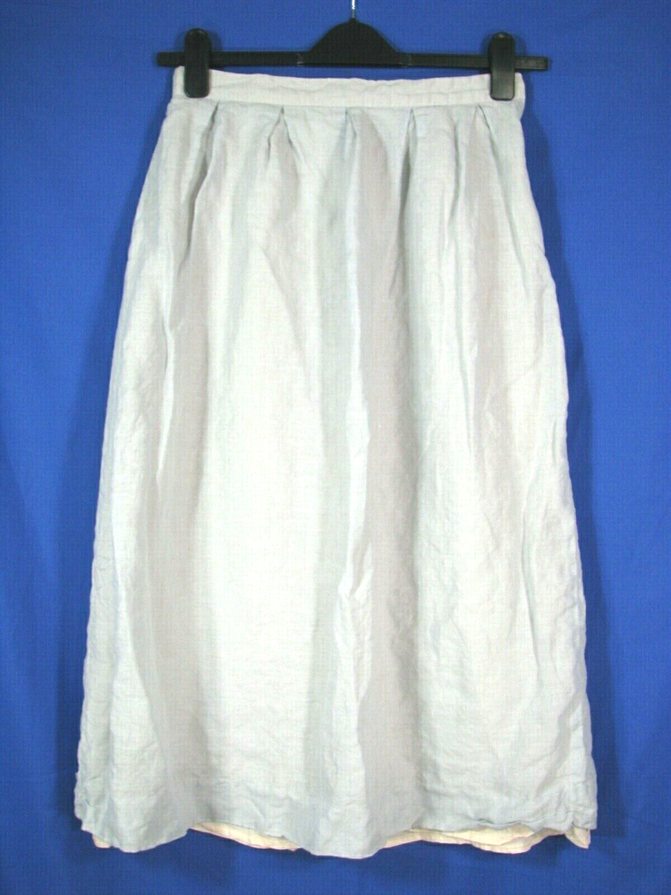 CLOAK OF MANY COLORS Liberty/Lucrezia VTG LINEN PLEATED SKIRT Pale Blue LINED XS