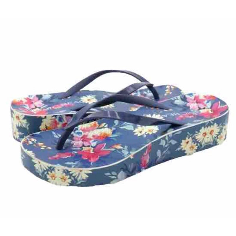 Vionic Bronte Blue Floral Thong Sandals for Women Beach Comfort