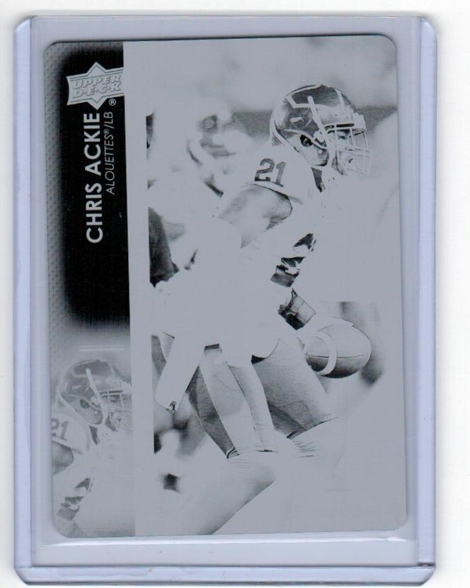 2022 Upper Deck CFL Printing Plate 92 Chris Ackie 1/1 Montreal Alouettes