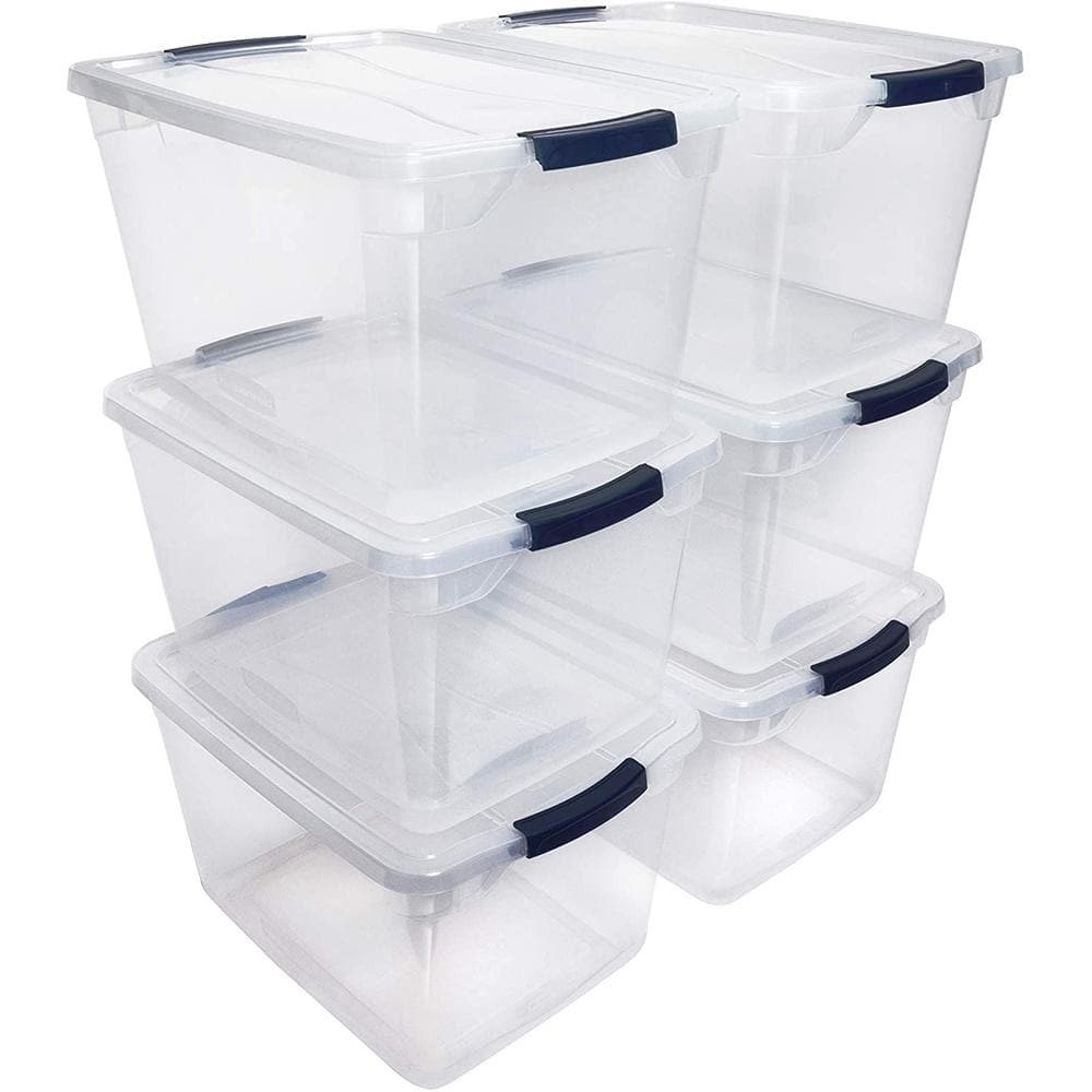 Cleverstore 30 qt Plastic Storage Bin with Lid 6-Pack Set