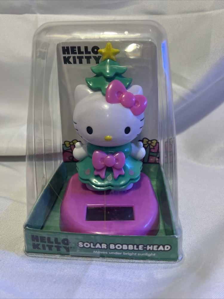 Solar Powered Dancing Bobble Head Toy HELLO KITTY Kawaii Christmas, Open Box