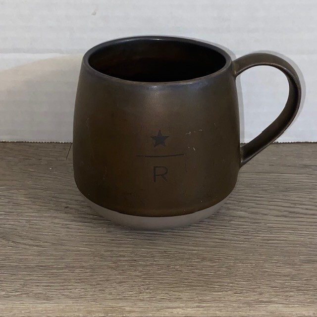 STARBUCKS Roastery Reserve Bronze Coffee Mug 16 oz Round Two Tone R Star