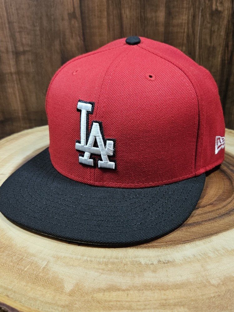 Los Angeles Dodgers New Era 59Fifty Fitted Cap Size 7 5/8 Red and Black