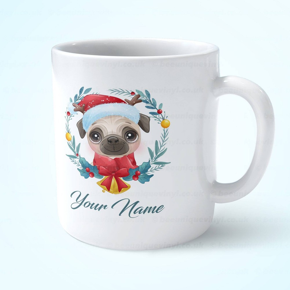 Christmas Dog Mug – Pug  Dog Mug Christmas Mug Cute Mug Personalised Mug Custo