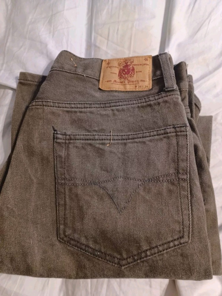 Members Property Jeans Mens 36x34 brown Denim Dark Wash Baggy Y2K-image