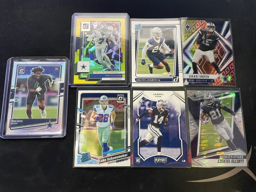 Dallas Cowboys 7-card lot featuring Trevon Diggs gold press proof
