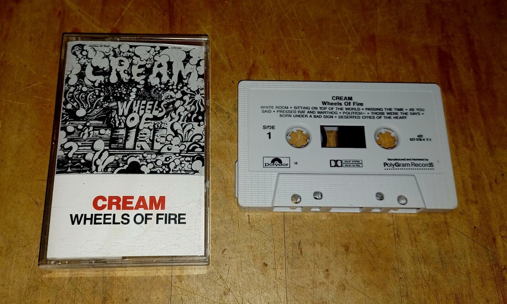 CREAM WHEELS ON FIRE ERIC CLAPTON VINTAGE CASSETTE TAPE POLYGRAM RARE (1968) 🔥