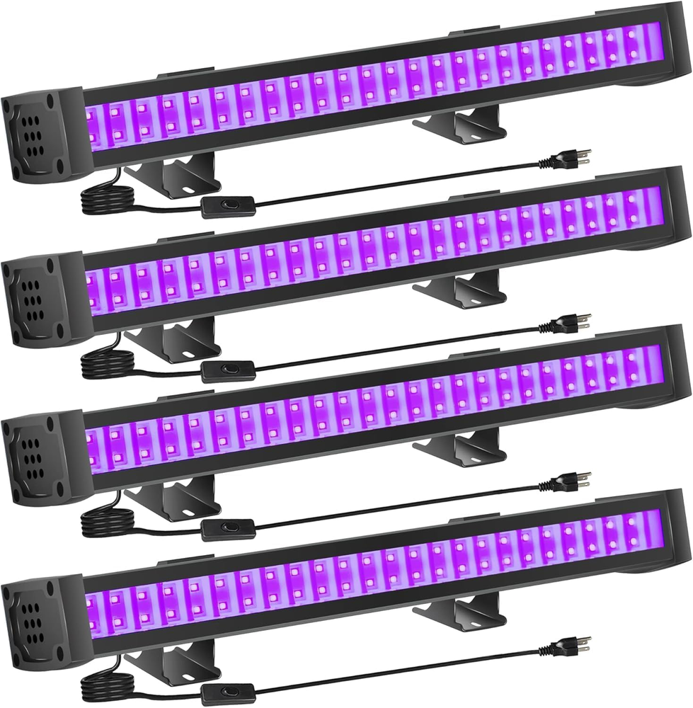 4-Pack LED Black Light Bar, Blacklight Bar with IP65 Waterproof, Glow-In-The-Dar